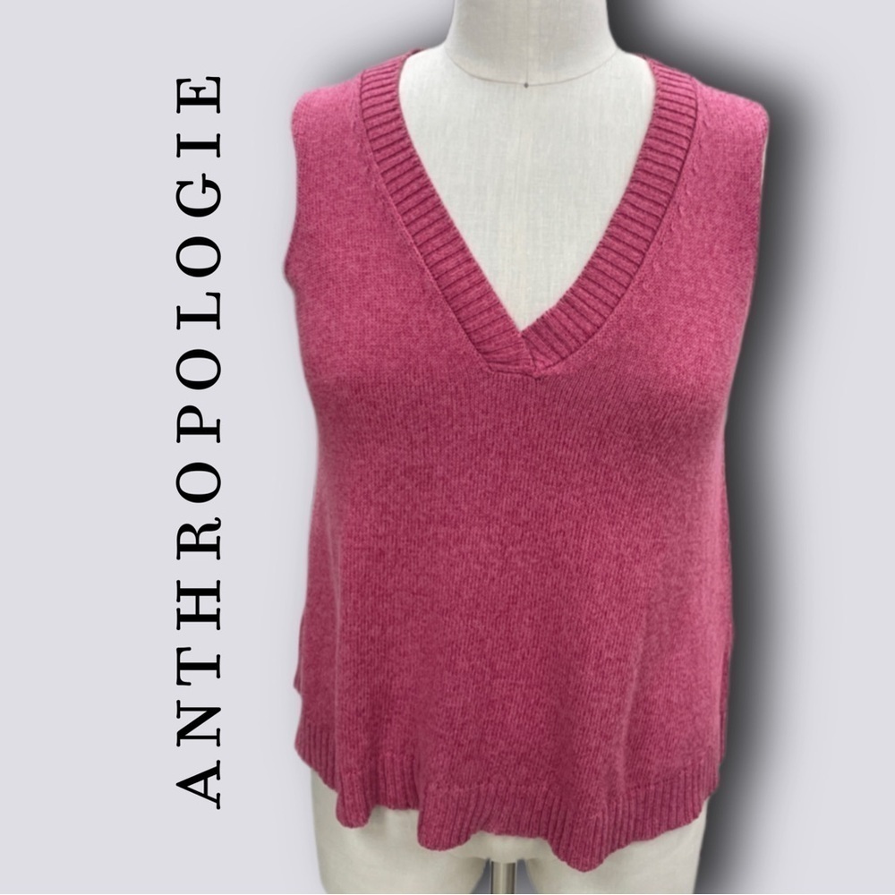 Anthropologie Oversized Pink Sleeveless Swing Sweatervest - Size Medium